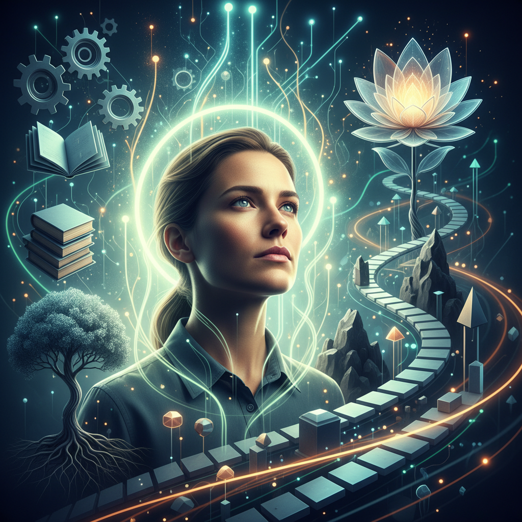 A person with a determined yet thoughtful expressi