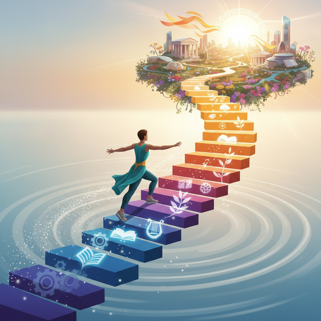 A vibrant and inspiring image depicting a person c